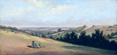 Jovem reclinado nas penas, c.1833-35 (óleo sobre papel) de Theodore Caruelle d Aligny